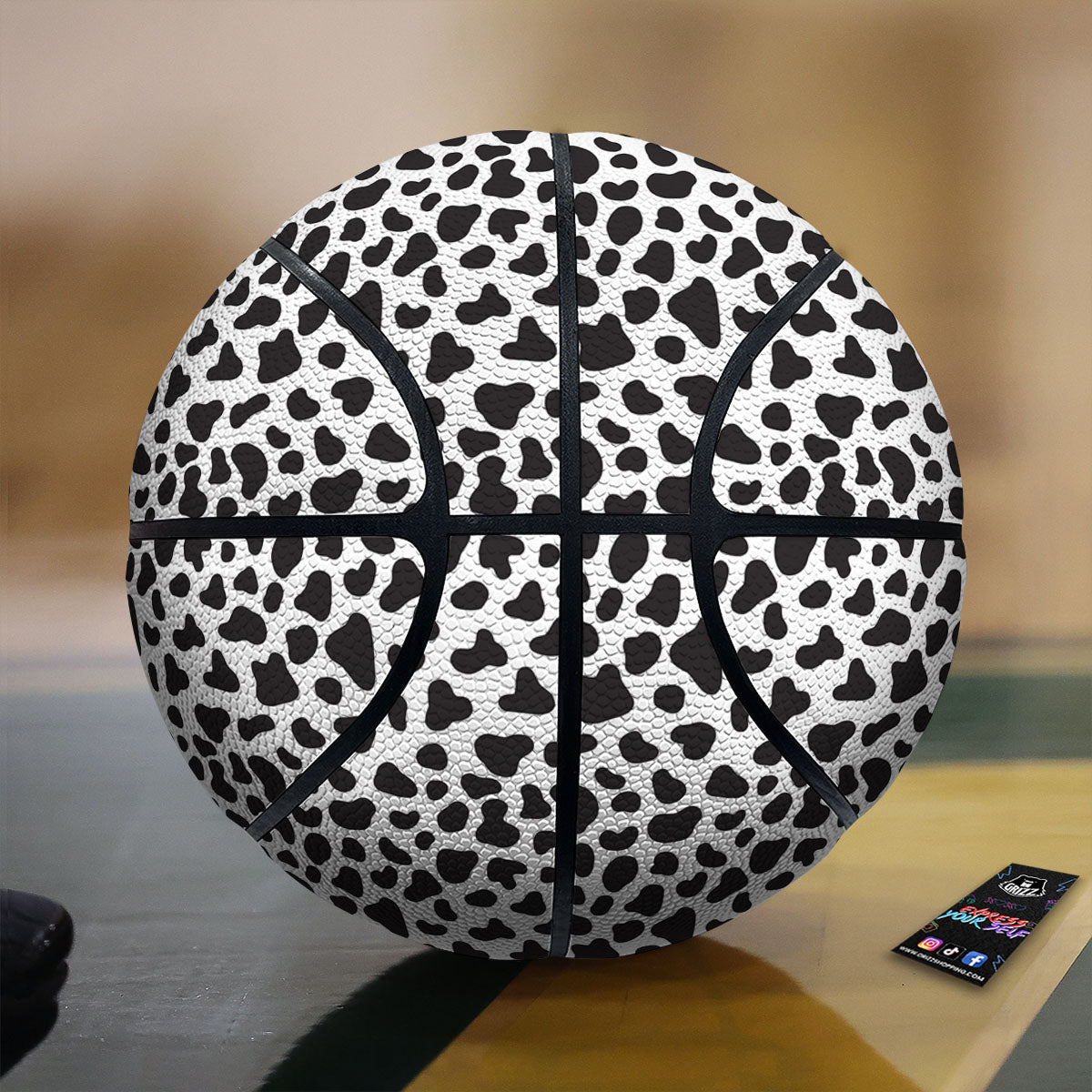 Cow White And Black Print Basketball