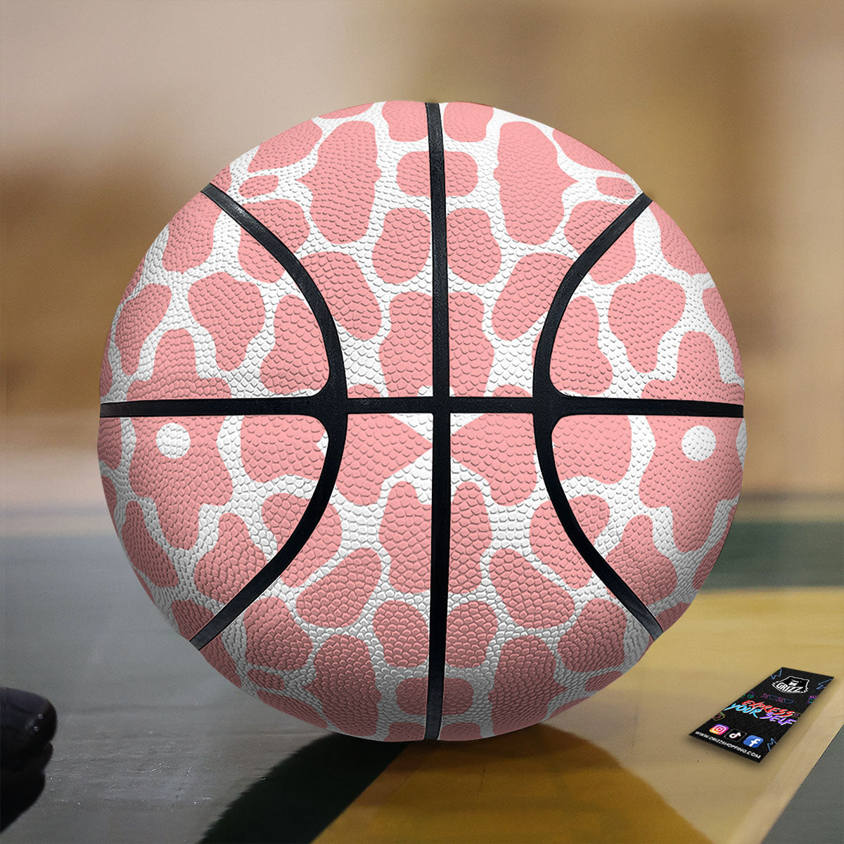 Cow White And Pink Print Basketball