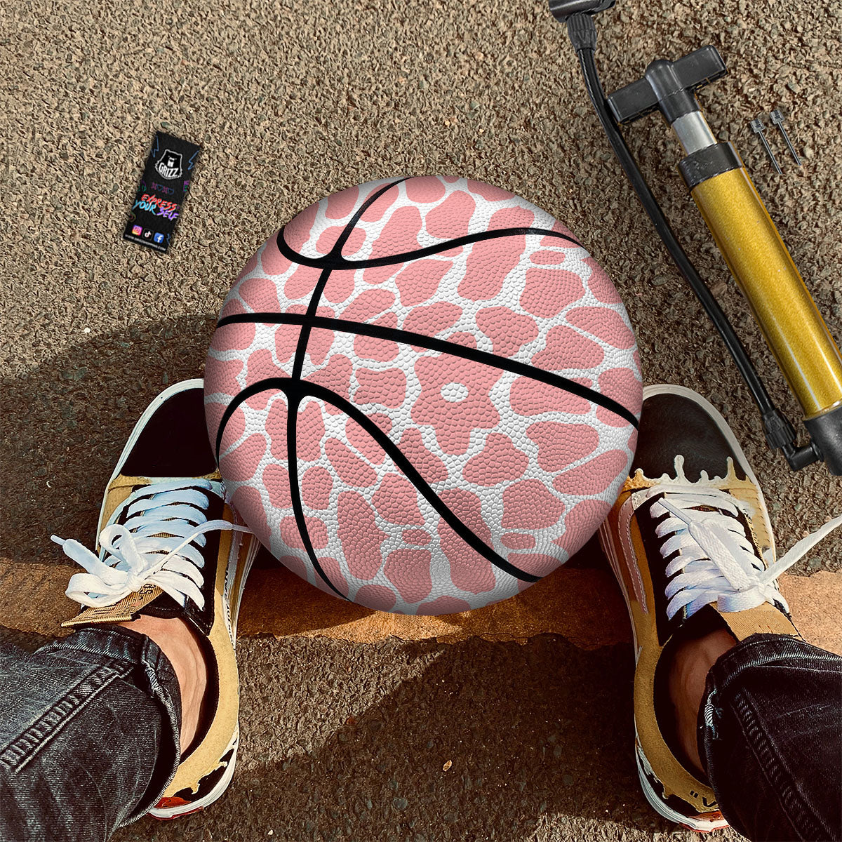 Cow White And Pink Print Basketball