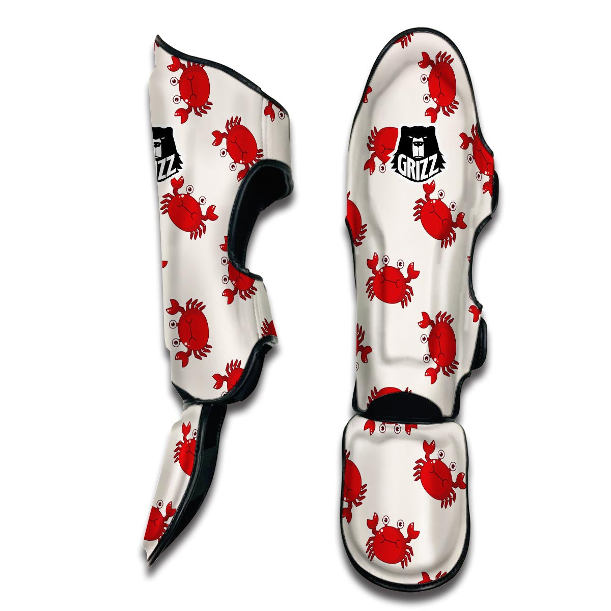 Crab Cartoon Pattern Print Muay Thai Shin Guards-grizzshop