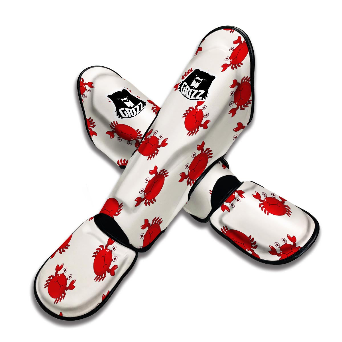 Crab Cartoon Pattern Print Muay Thai Shin Guards-grizzshop