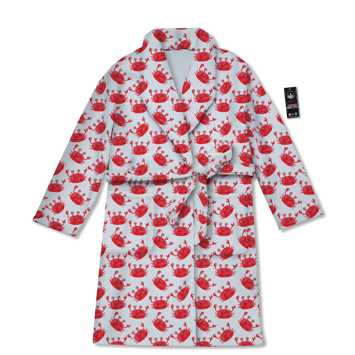 Crab Cute Print Pattern Bathrobe-grizzshop