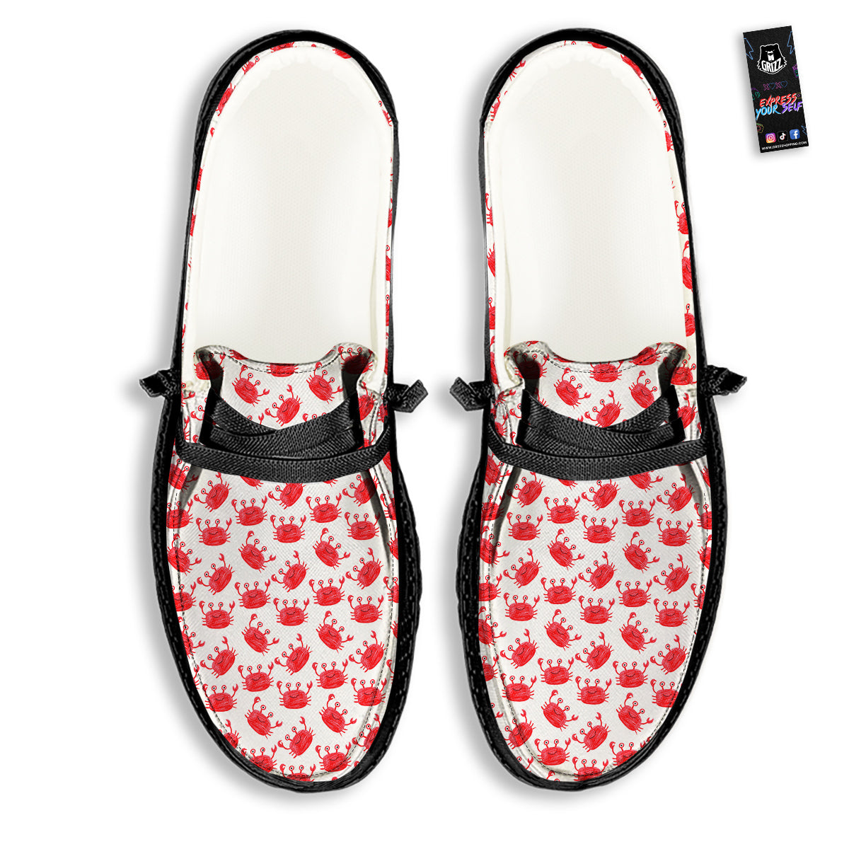 Crab Cute Print Pattern Black Loafers-grizzshop