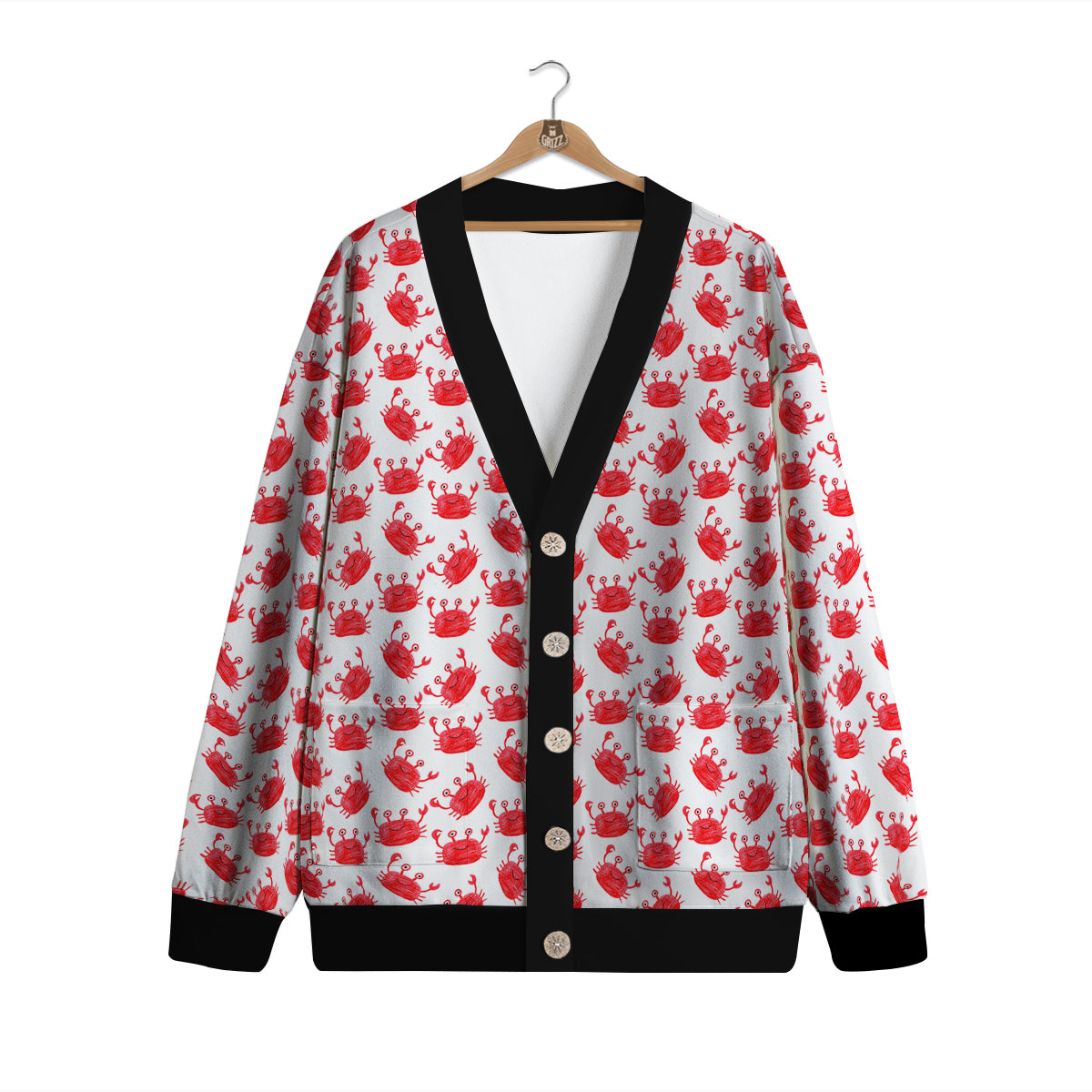 Crab Cute Print Pattern Cardigan-grizzshop