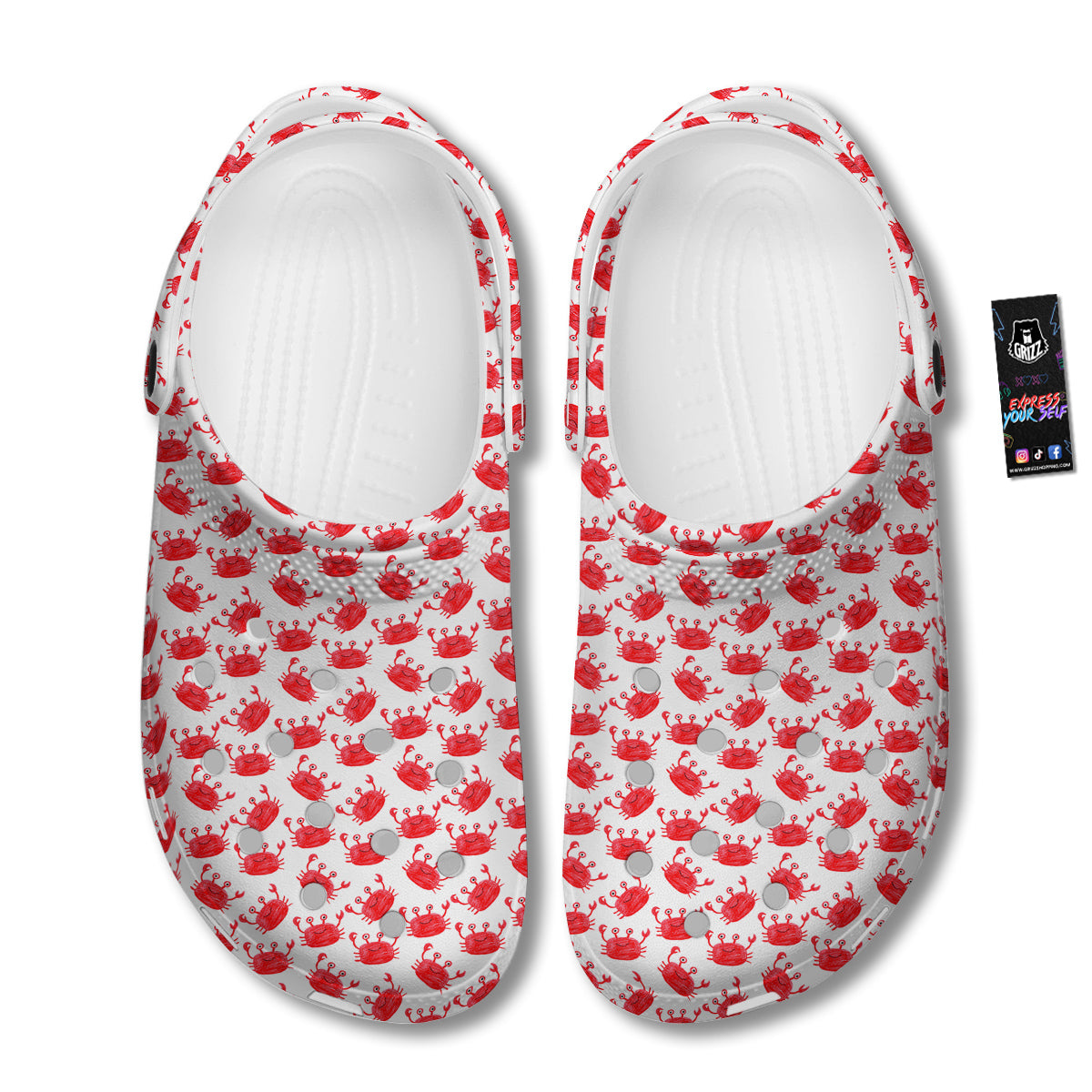 Crab Cute Print Pattern Clog-grizzshop