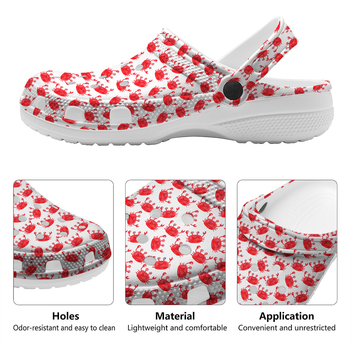 Crab Cute Print Pattern Clog-grizzshop