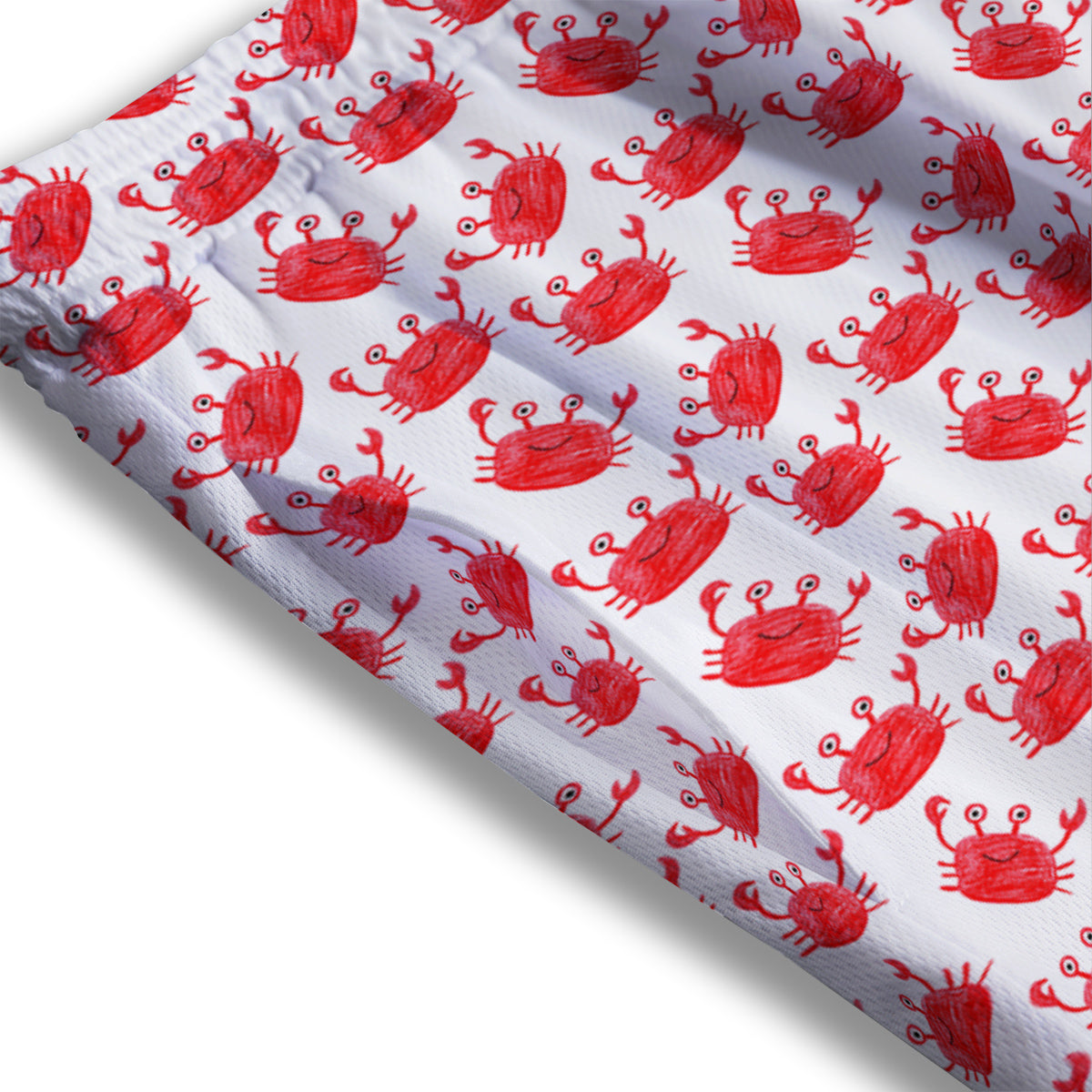 Crab Cute Print Pattern Mesh Shorts-grizzshop