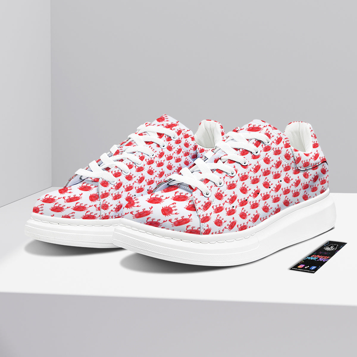 Crab Cute Print Pattern Platform Shoes-grizzshop