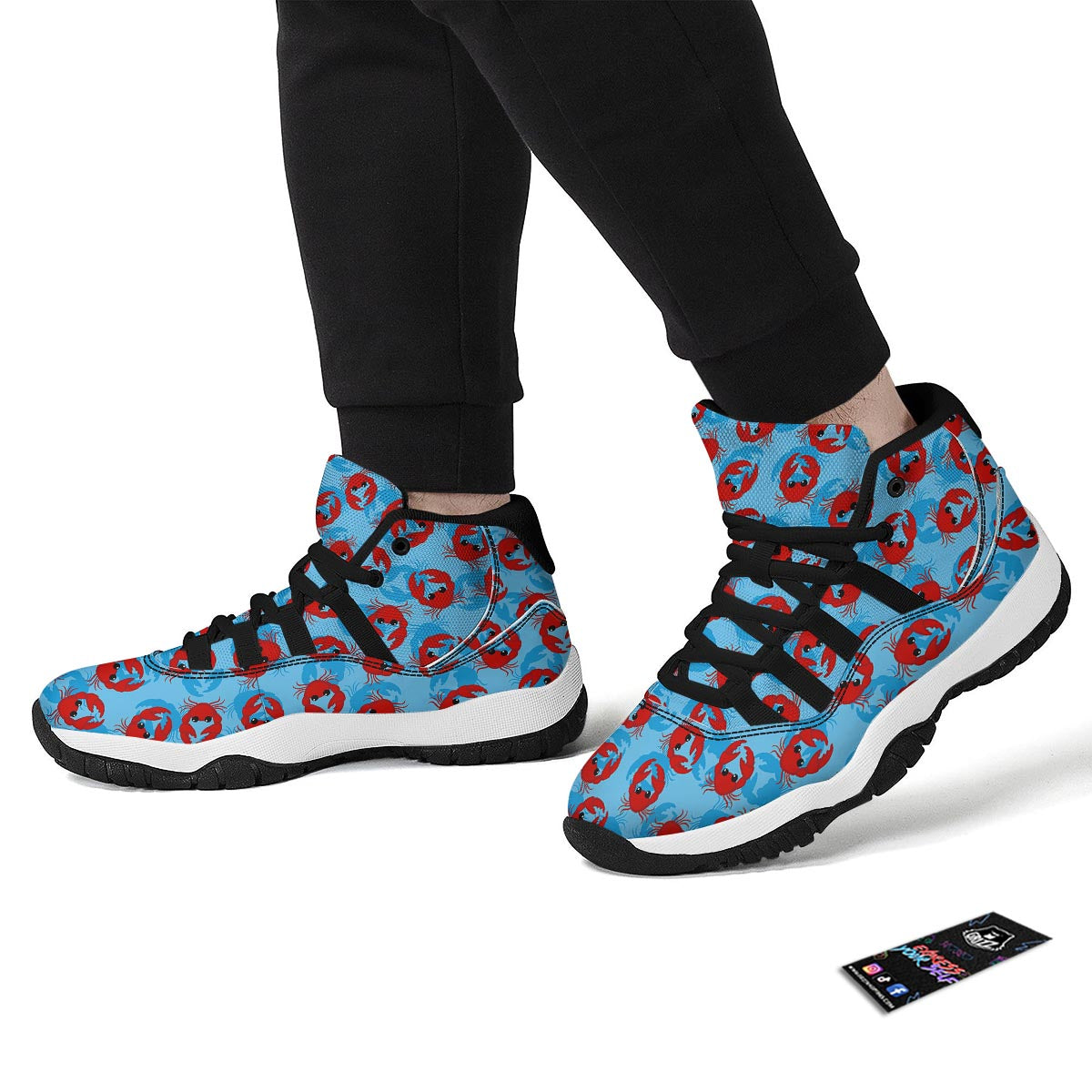Crab Pattern Print Black Bball Shoes-grizzshop