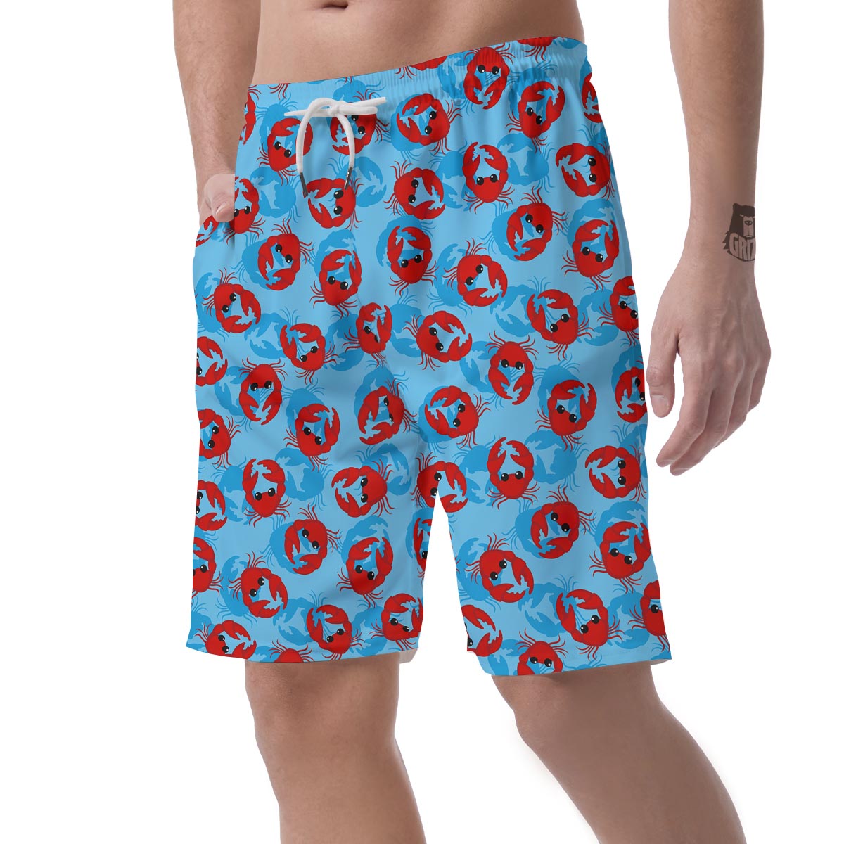 Crab Pattern Print Men's Shorts-grizzshop