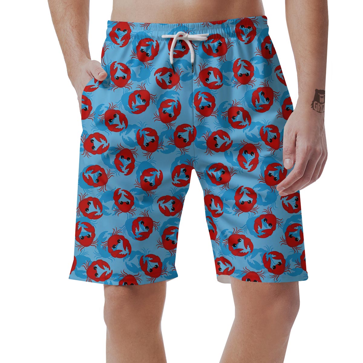 Crab Pattern Print Men's Shorts-grizzshop