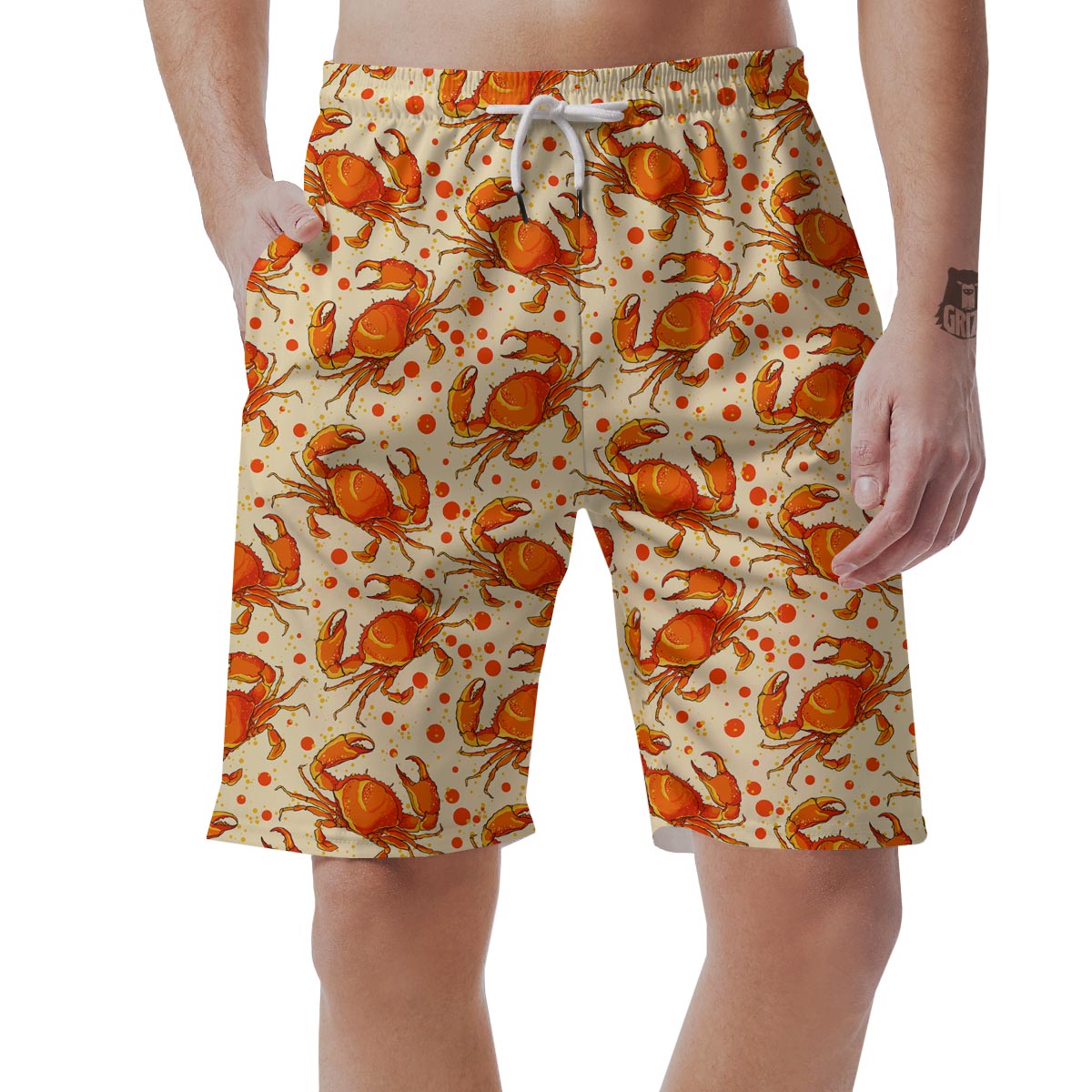 Crab Print Pattern Men's Shorts-grizzshop