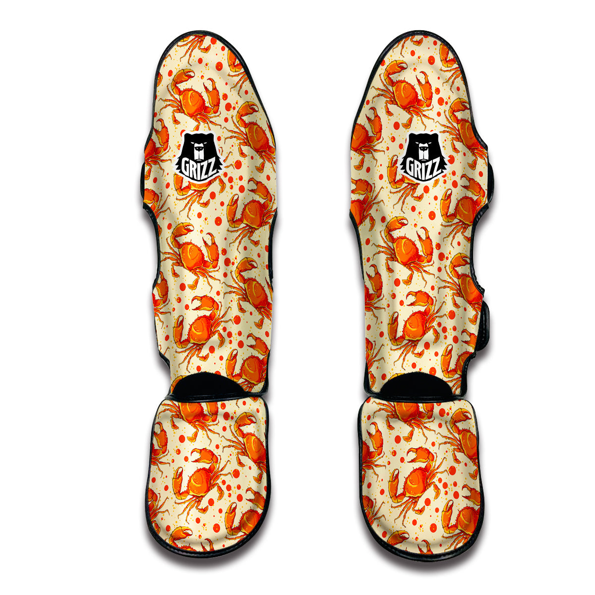 Crab Print Pattern Muay Thai Shin Guards-grizzshop