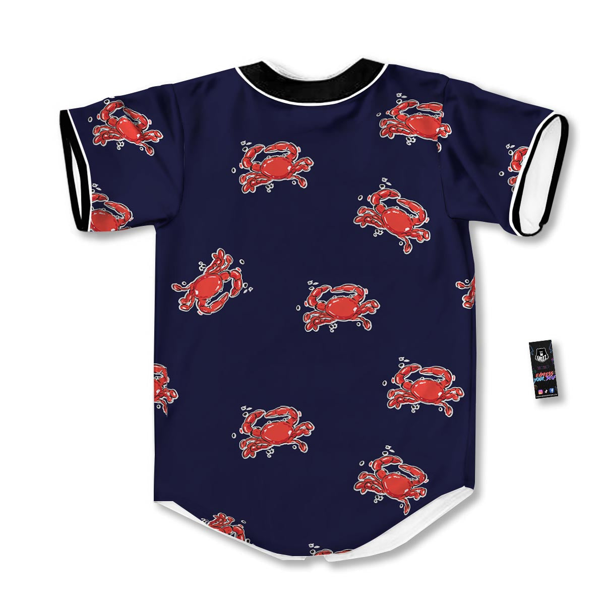 Crab Red Print Pattern Baseball Jersey-grizzshop