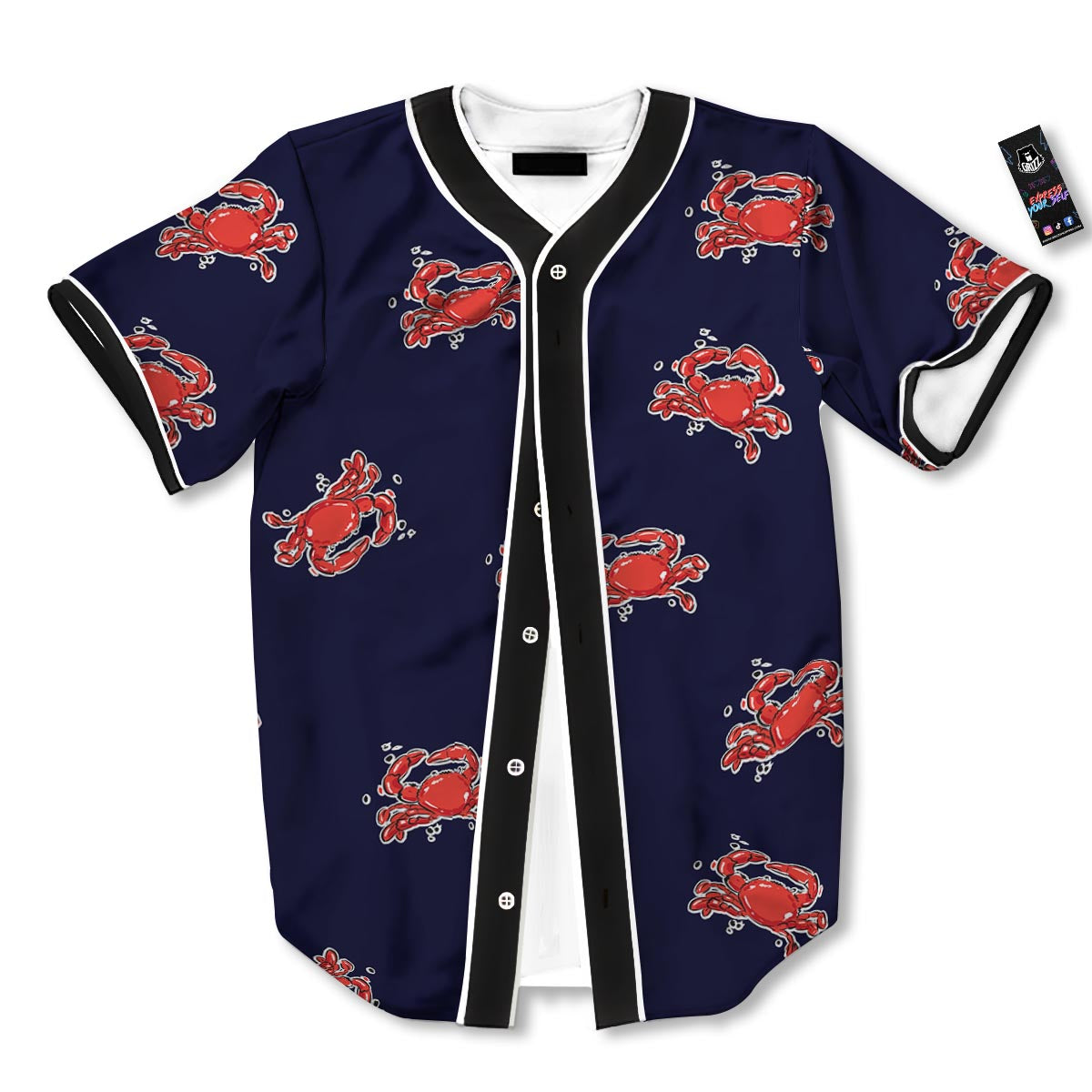Crab Red Print Pattern Baseball Jersey-grizzshop