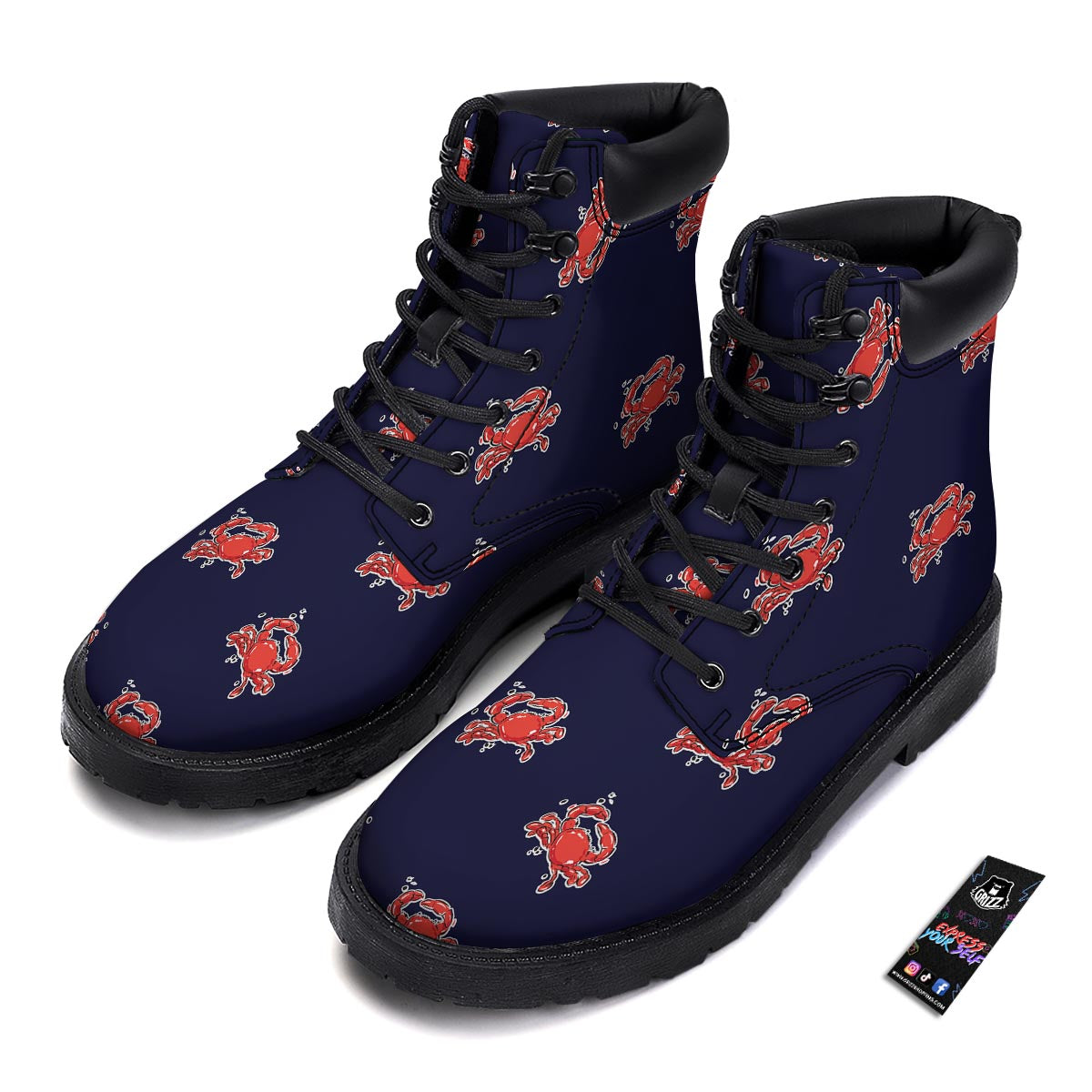 Crab Red Print Pattern Boots-grizzshop
