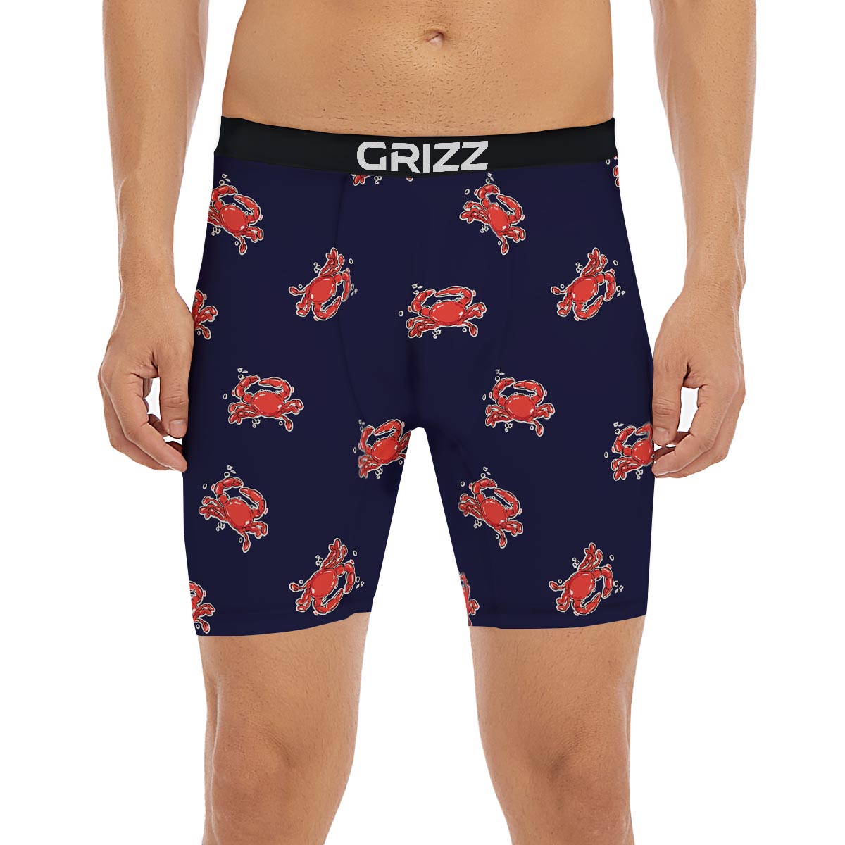 Crab Red Print Pattern Boxer Briefs-grizzshop
