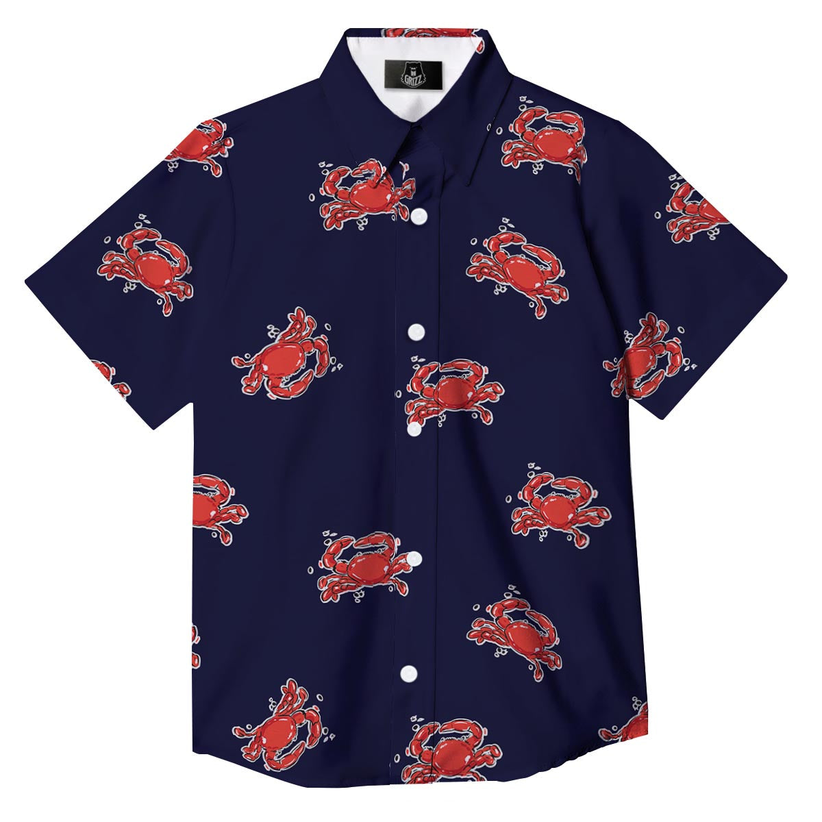 Crab Red Print Pattern Button Up Shirt-grizzshop