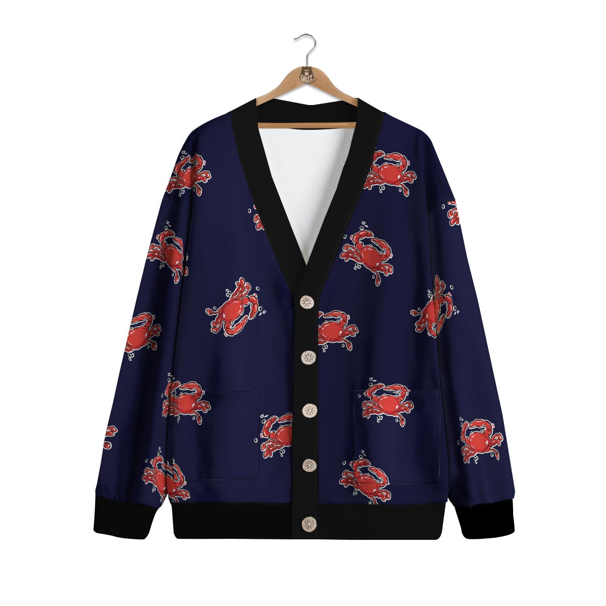 Crab Red Print Pattern Cardigan-grizzshop