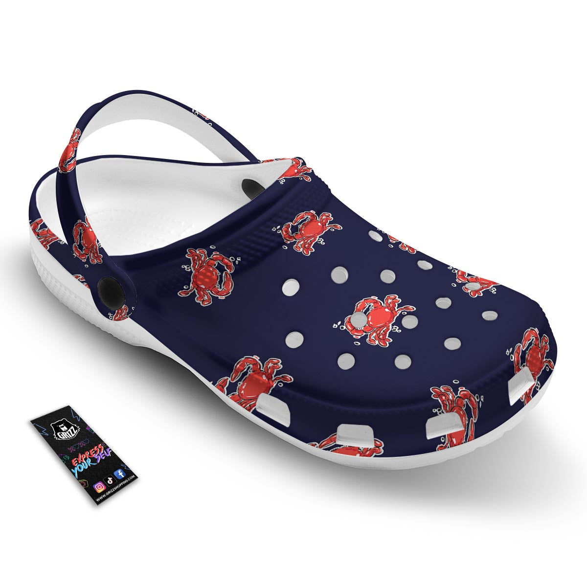 Crab Red Print Pattern Clog-grizzshop