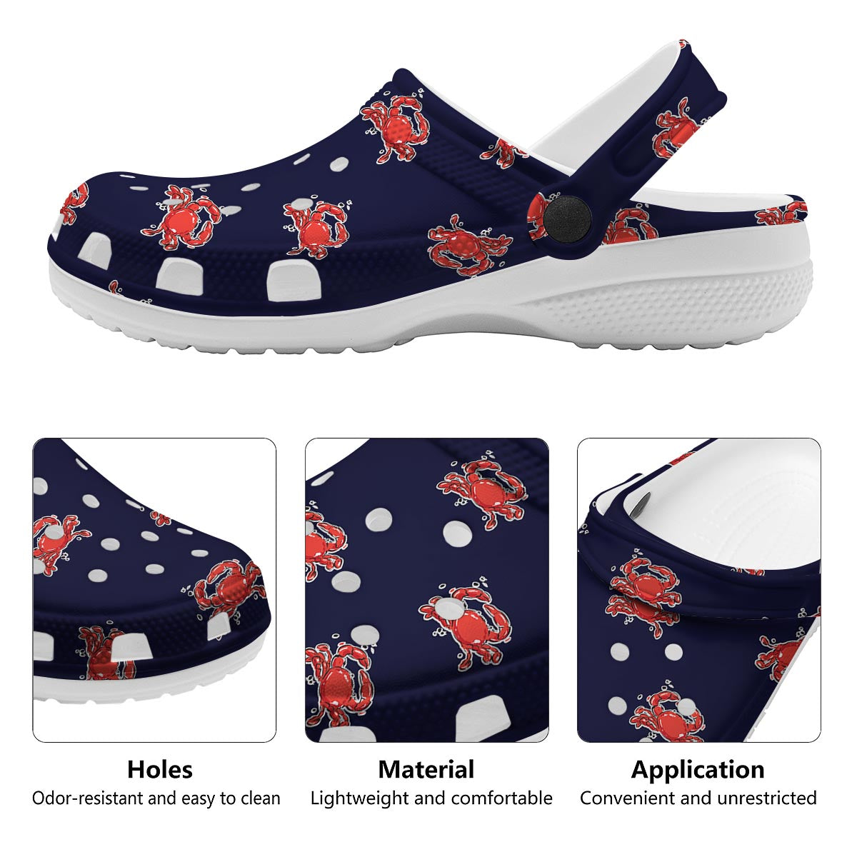 Crab Red Print Pattern Clog-grizzshop