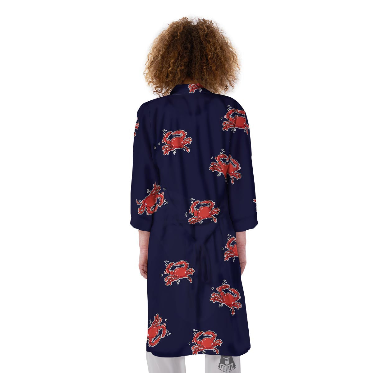 Crab Red Print Pattern Kimono-grizzshop