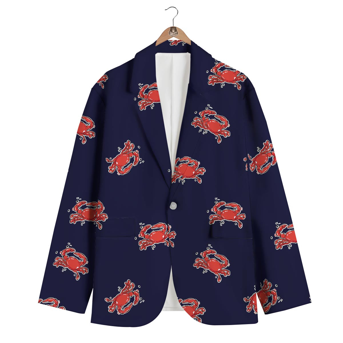 Crab Red Print Pattern Men's Blazer-grizzshop