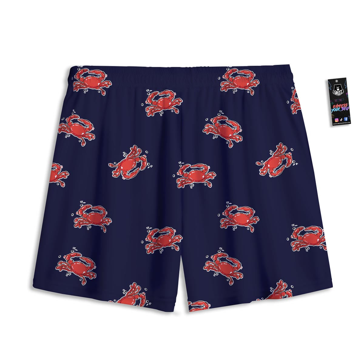 Crab Red Print Pattern Mesh Shorts-grizzshop