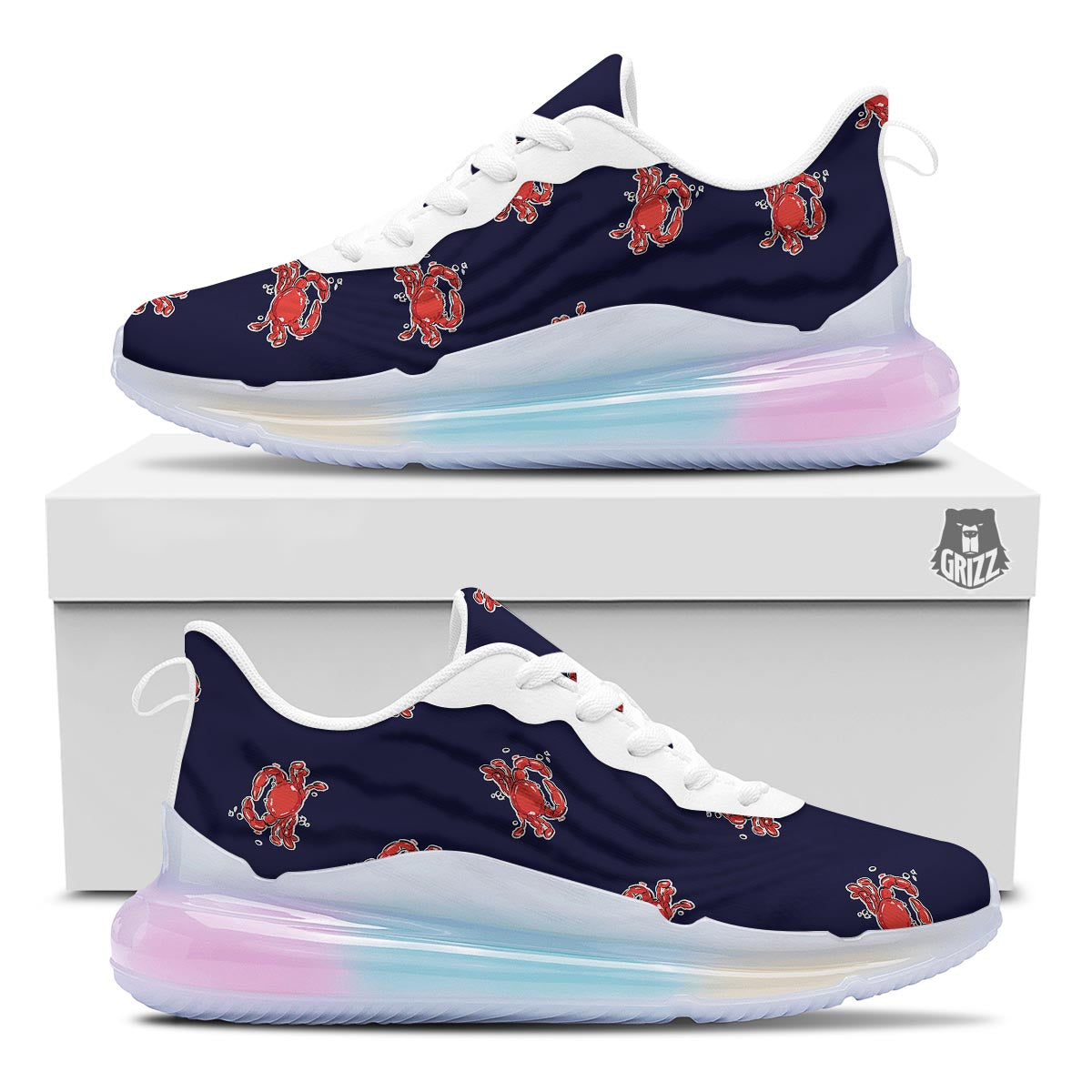 Crab Red Print Pattern Running Sneakers-grizzshop