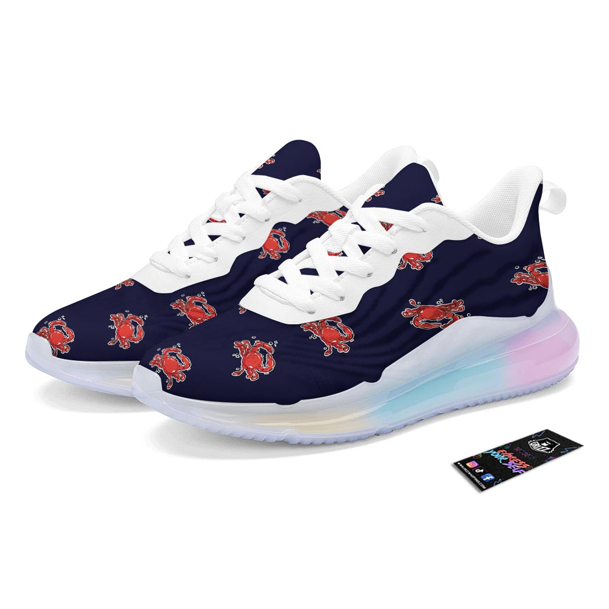 Crab Red Print Pattern Running Sneakers-grizzshop