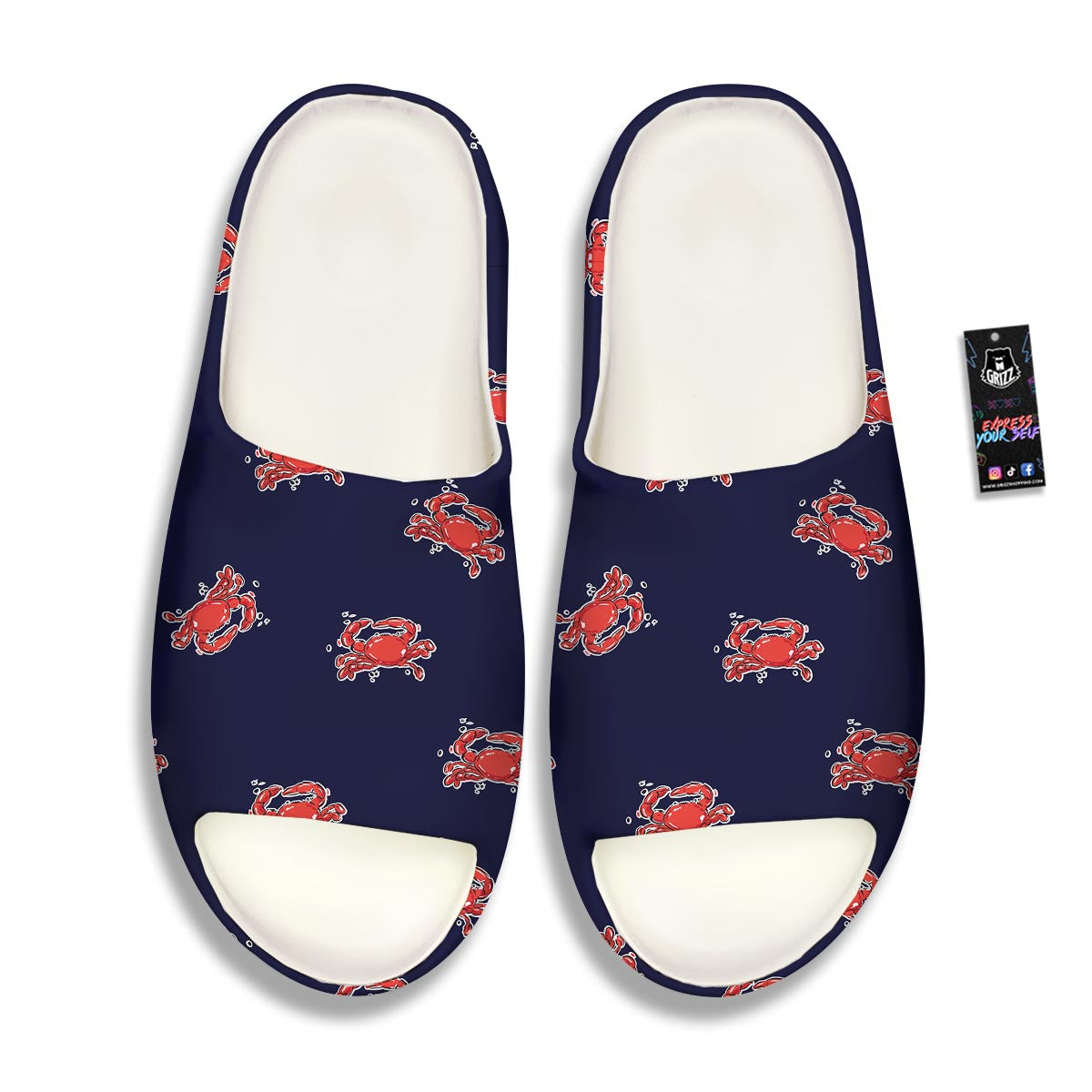 Crab Red Print Pattern Sandals-grizzshop