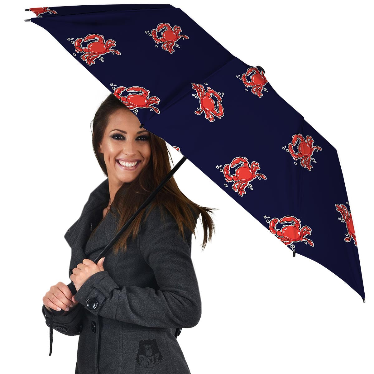 Crab Red Print Pattern Umbrella-grizzshop