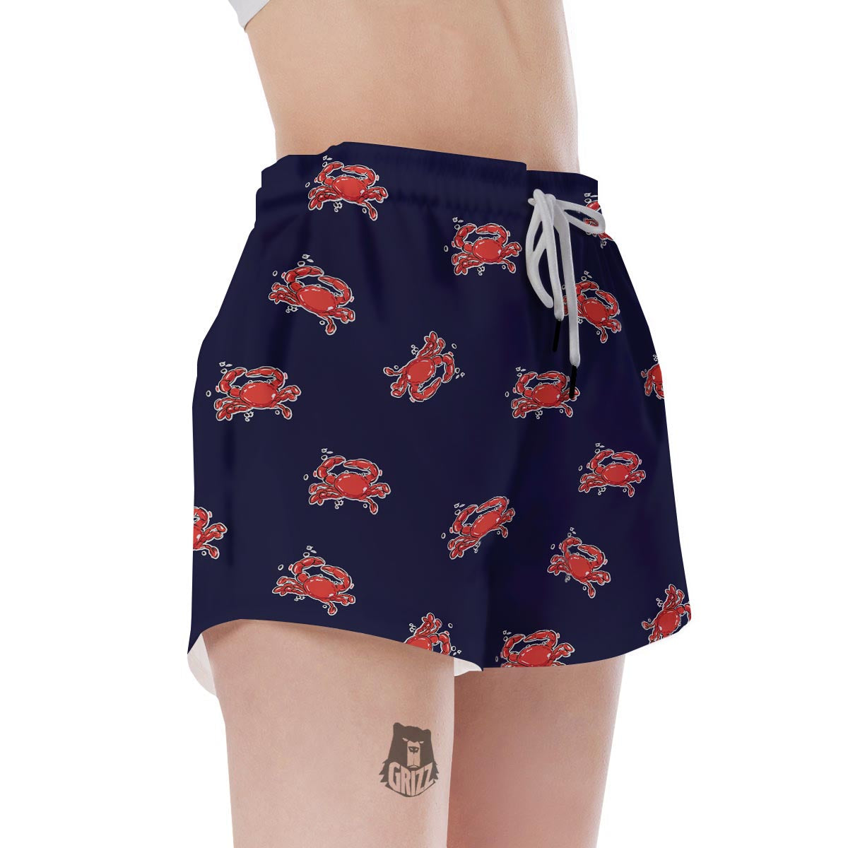 Crab Red Print Pattern Women's Shorts-grizzshop