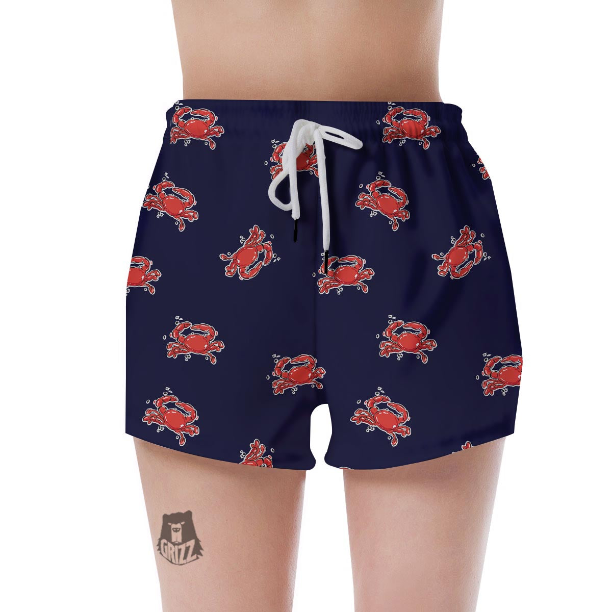 Crab Red Print Pattern Women's Shorts-grizzshop