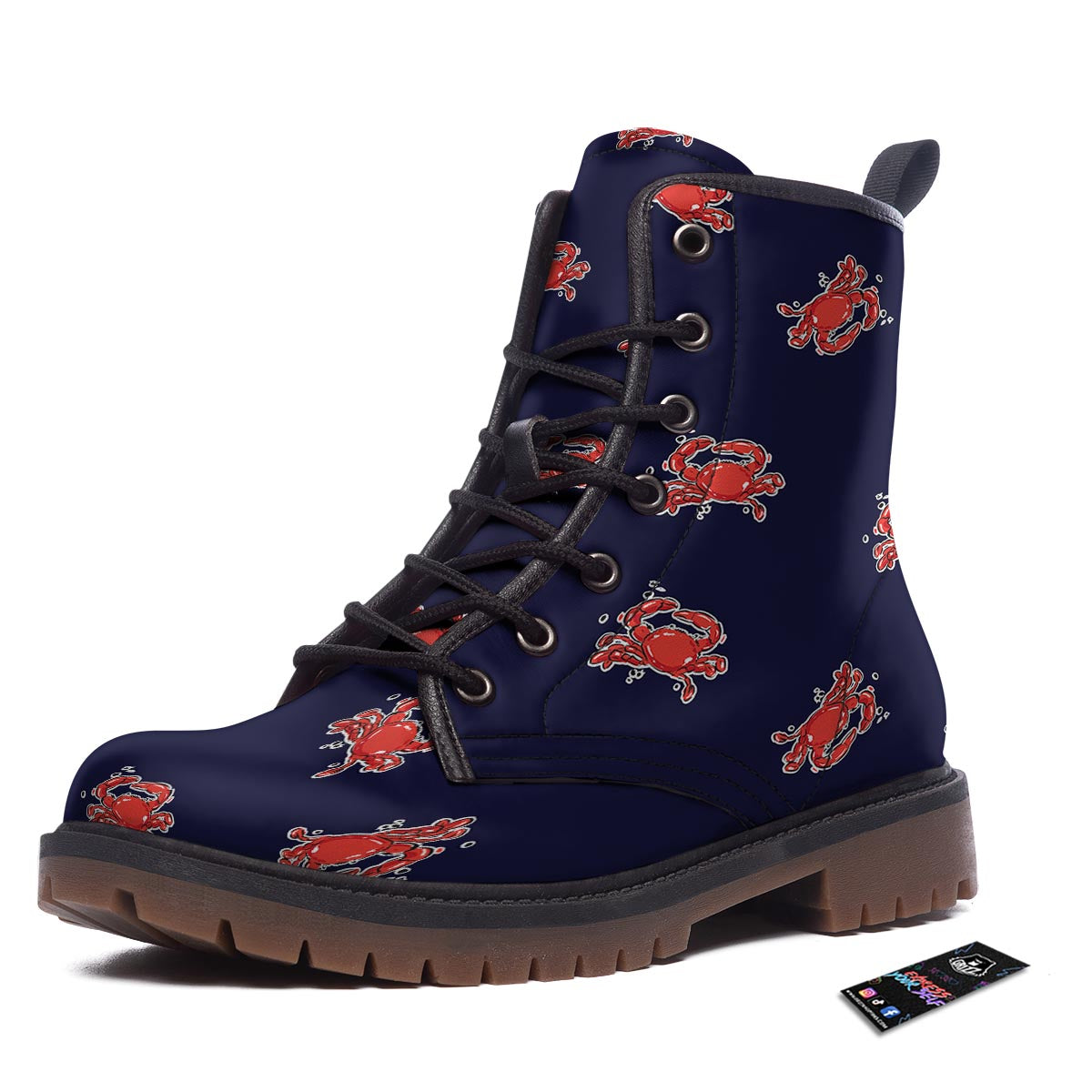 Crab Red Print Pattern Work Boots-grizzshop