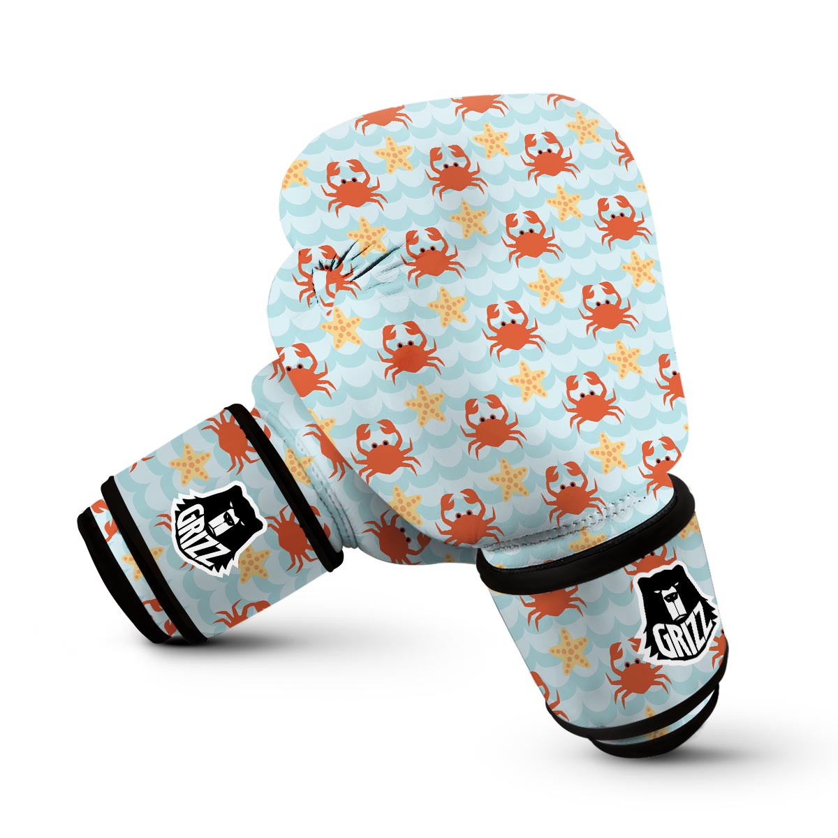 Crab Starfish Pattern Print Boxing Gloves-grizzshop