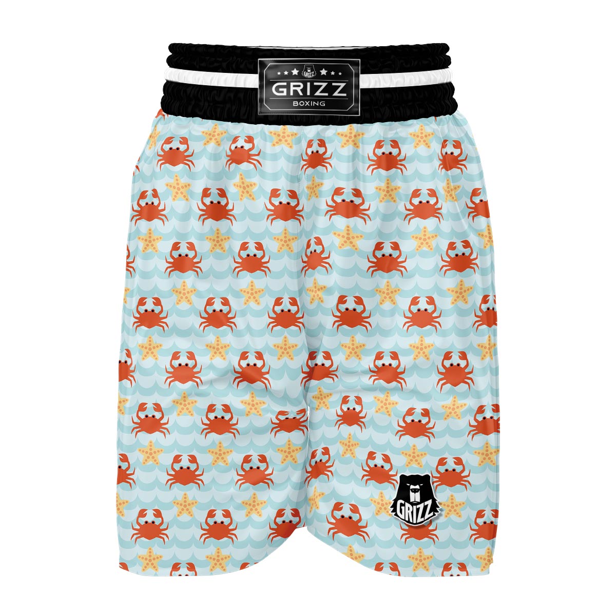 Crab Starfish Pattern Print Boxing Shorts-grizzshop
