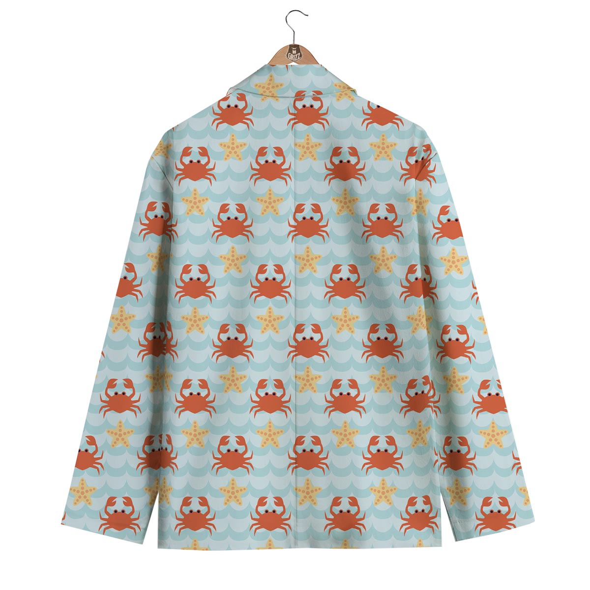 Crab Starfish Pattern Print Men's Blazer-grizzshop