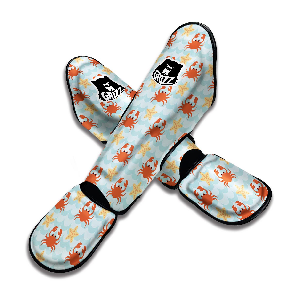 Crab Starfish Pattern Print Muay Thai Shin Guards-grizzshop