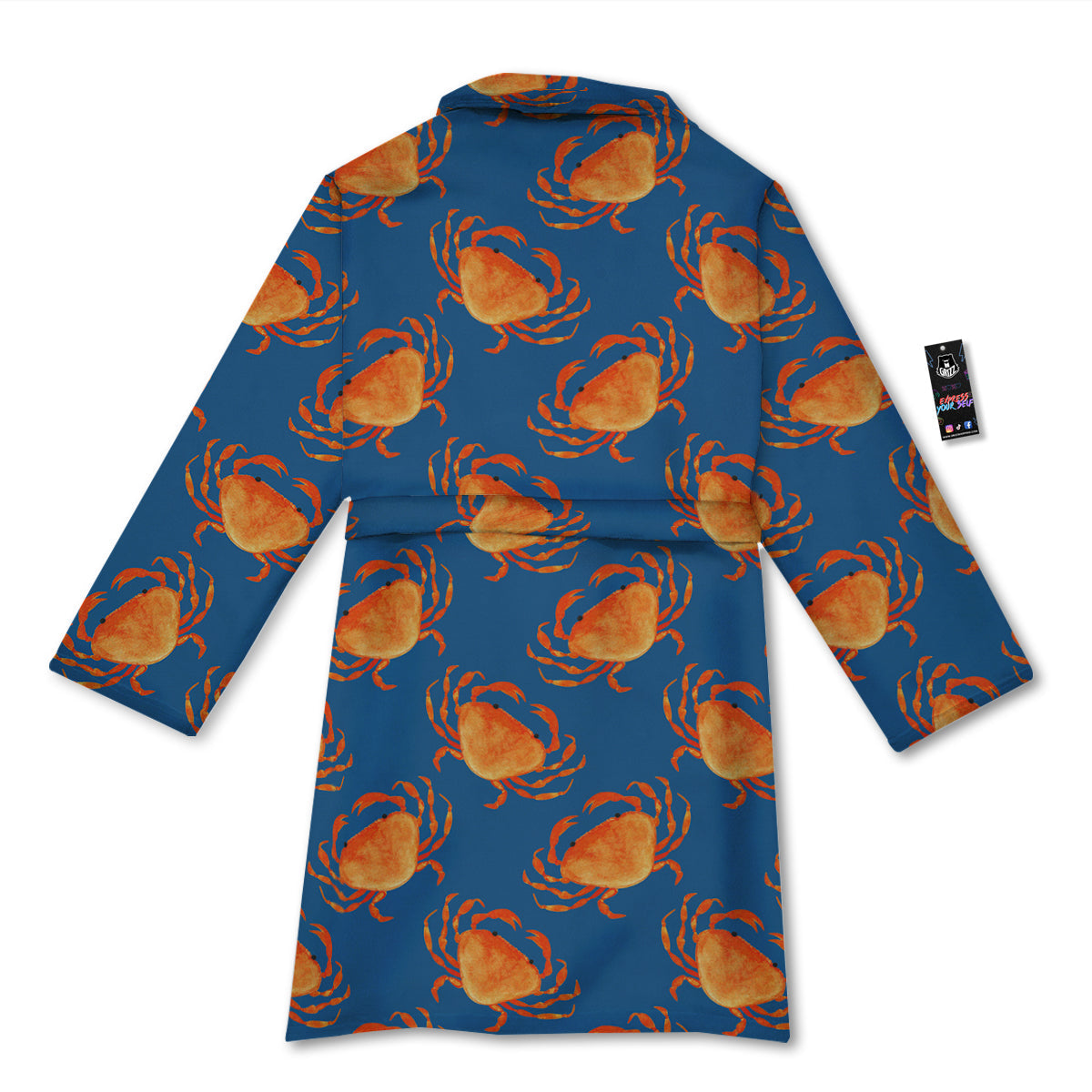 Crab Watercolor Print Pattern Bathrobe-grizzshop