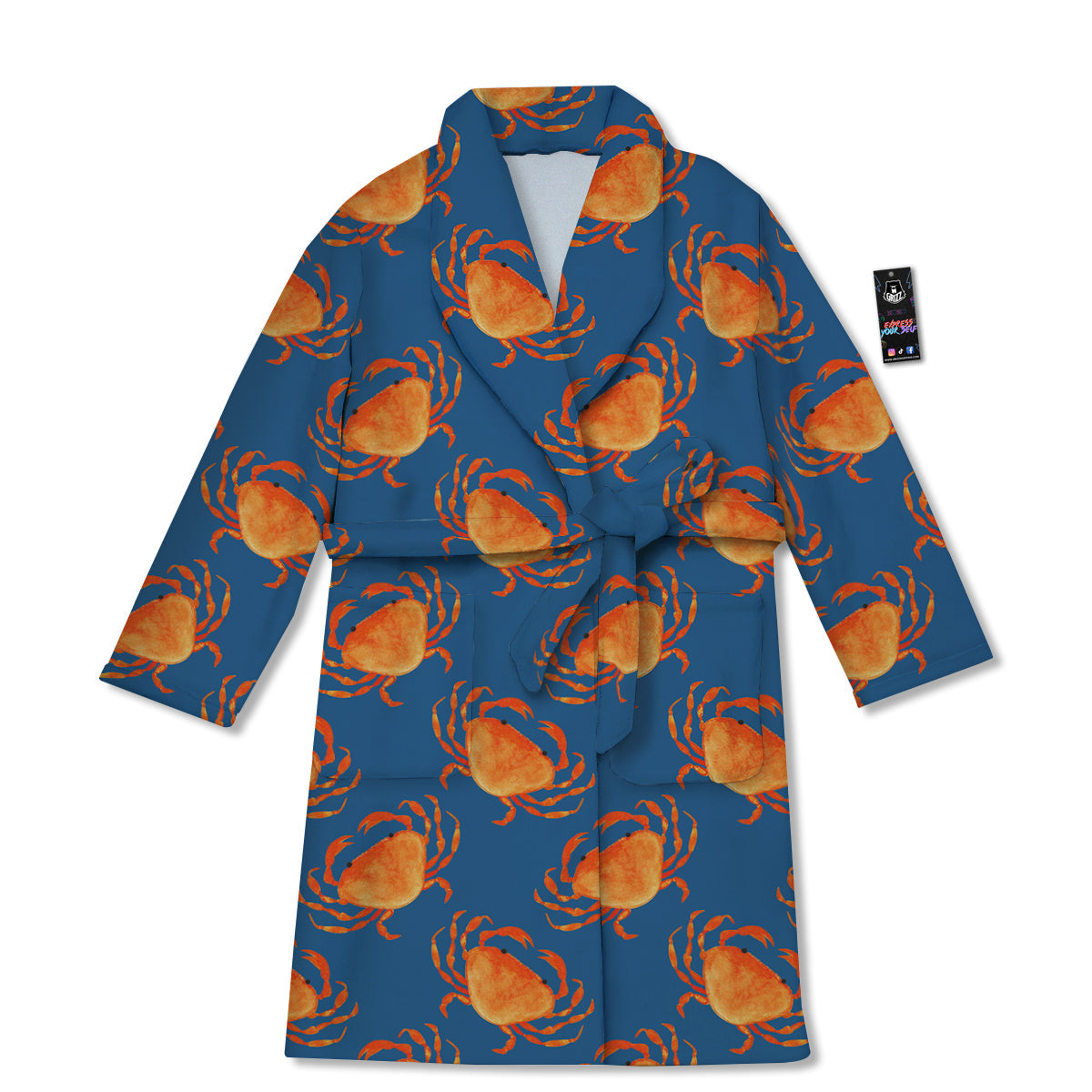 Crab Watercolor Print Pattern Bathrobe-grizzshop