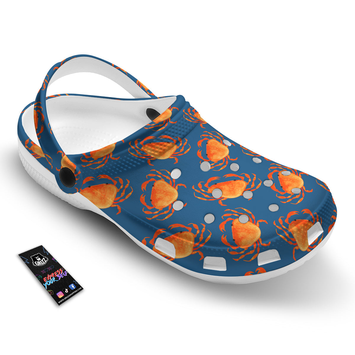 Crab Watercolor Print Pattern Clog-grizzshop