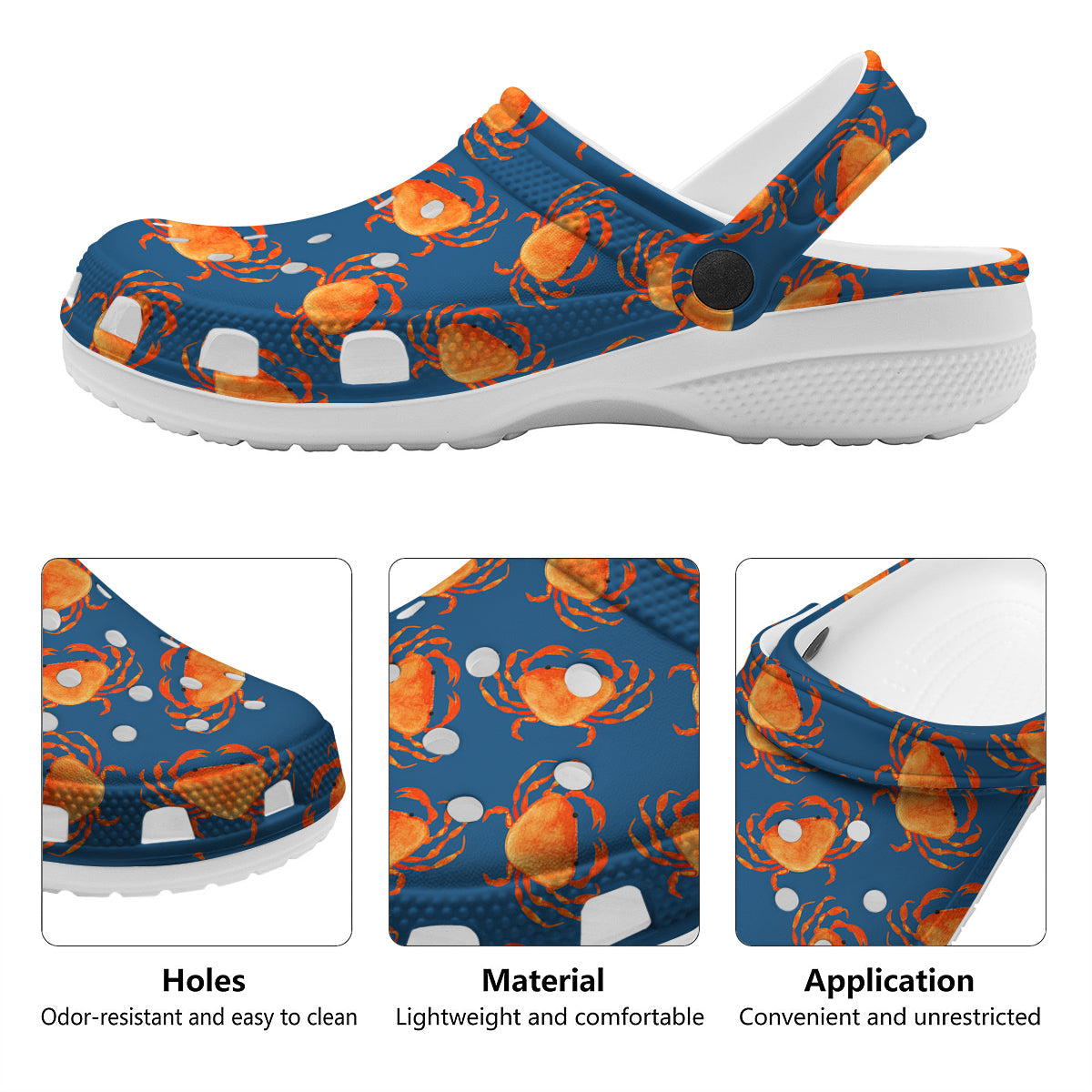 Crab Watercolor Print Pattern Clog-grizzshop