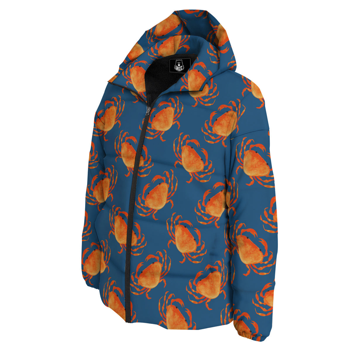 Crab Watercolor Print Pattern Down Jacket-grizzshop