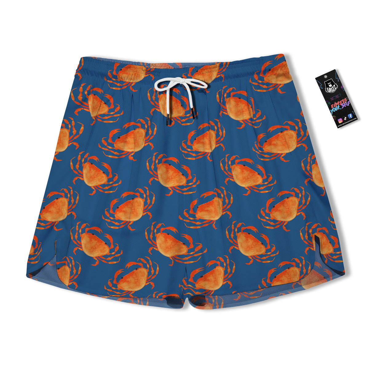 Crab Watercolor Print Pattern Men's Running Shorts-grizzshop