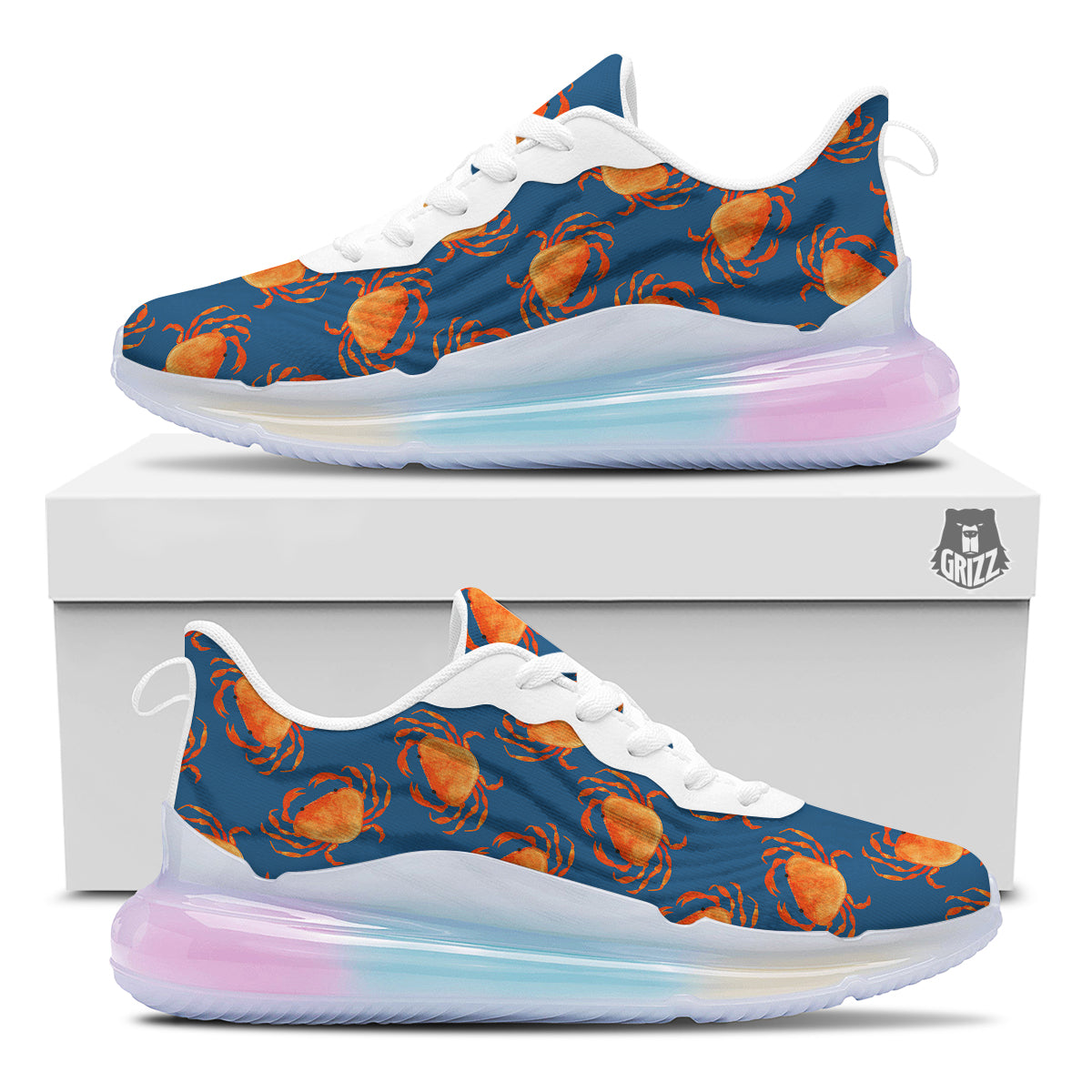 Crab Watercolor Print Pattern Running Sneakers-grizzshop
