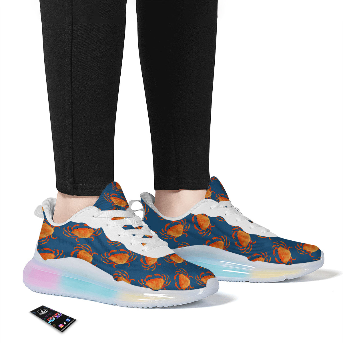 Crab Watercolor Print Pattern Running Sneakers-grizzshop