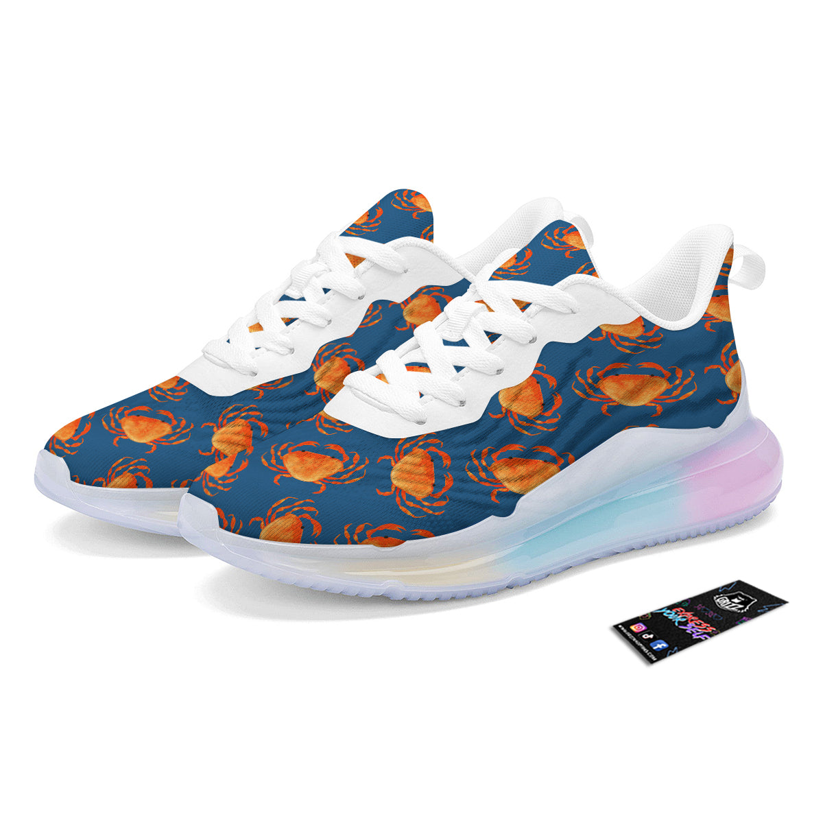 Crab Watercolor Print Pattern Running Sneakers-grizzshop