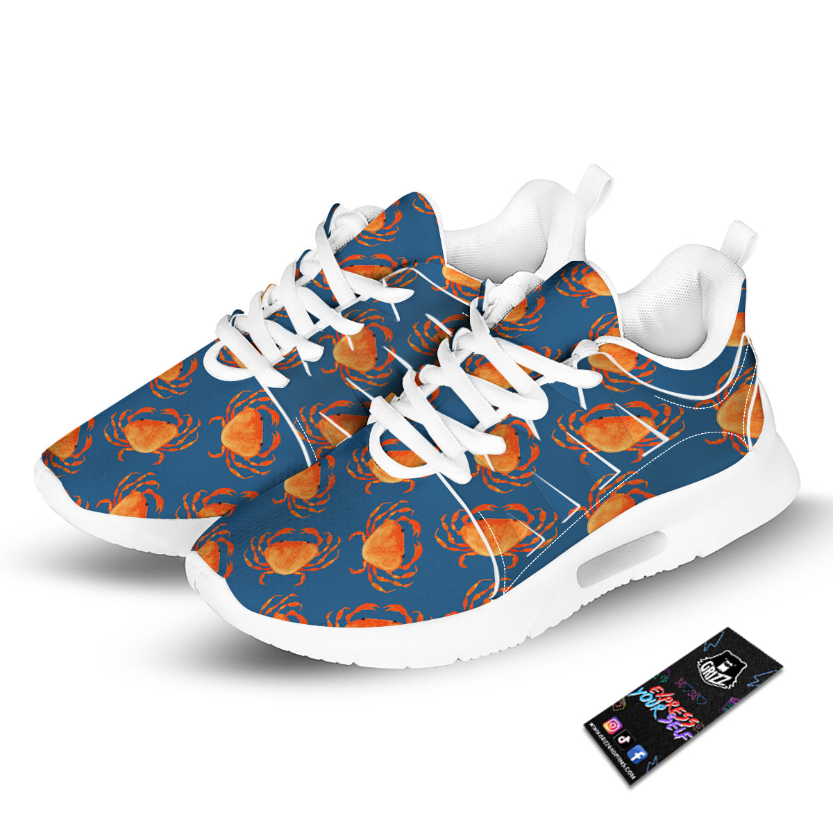 Crab Watercolor Print Pattern Tennis Shoes-grizzshop