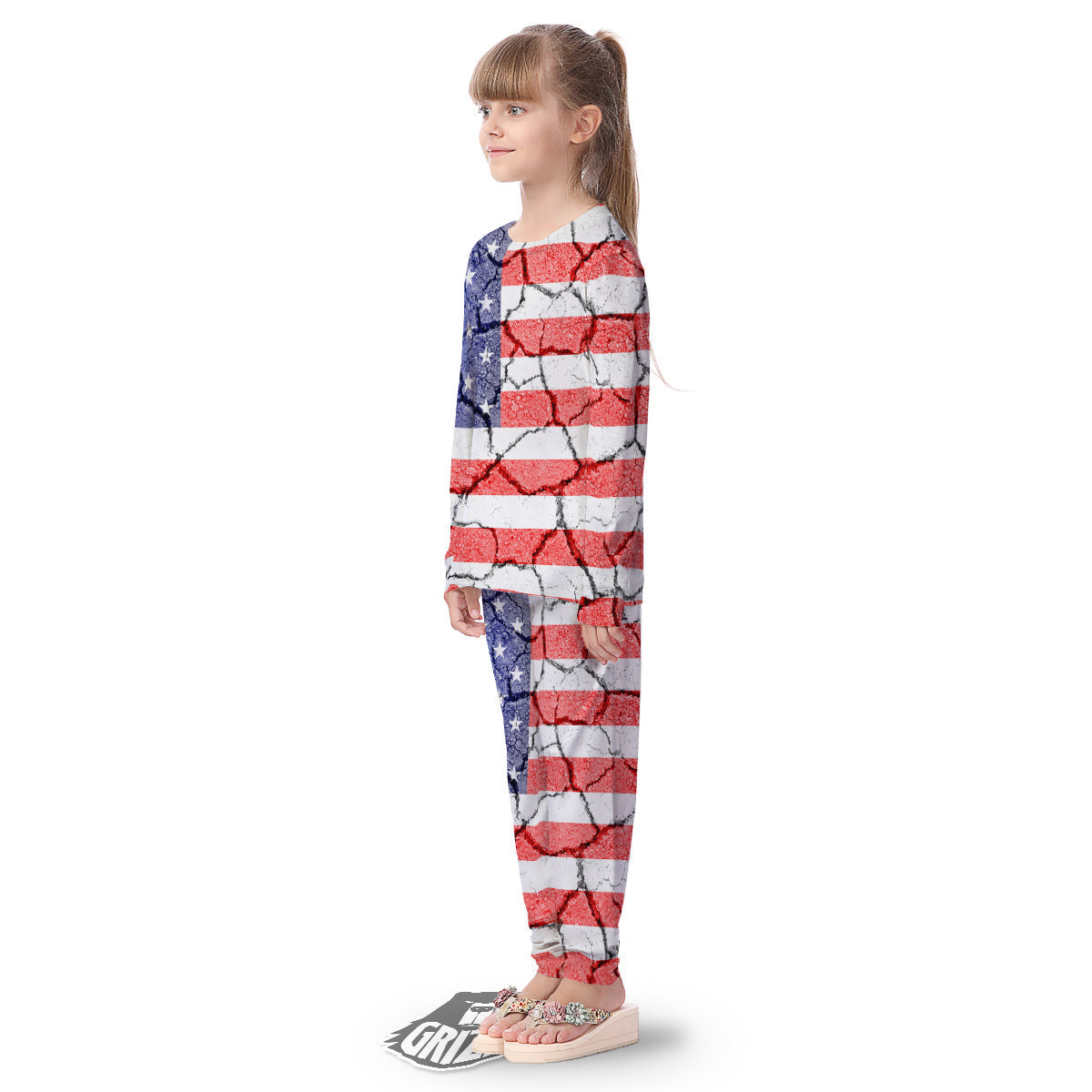 Cracked Flag American Print Kid's Pajamas-grizzshop